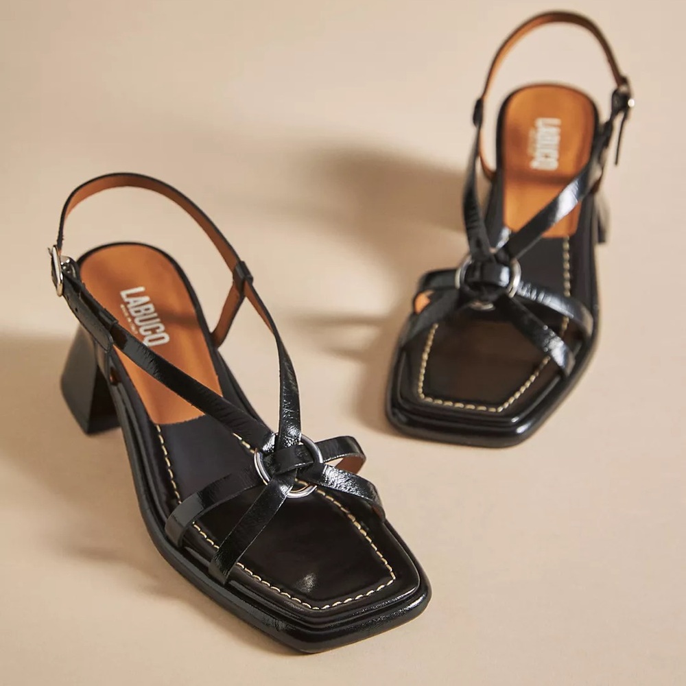 Labucq Black Strappy Heels